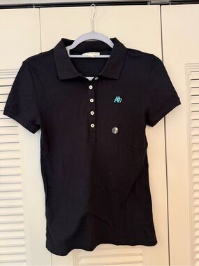 Aeropostale Black Polo with Aqua A87 Logo